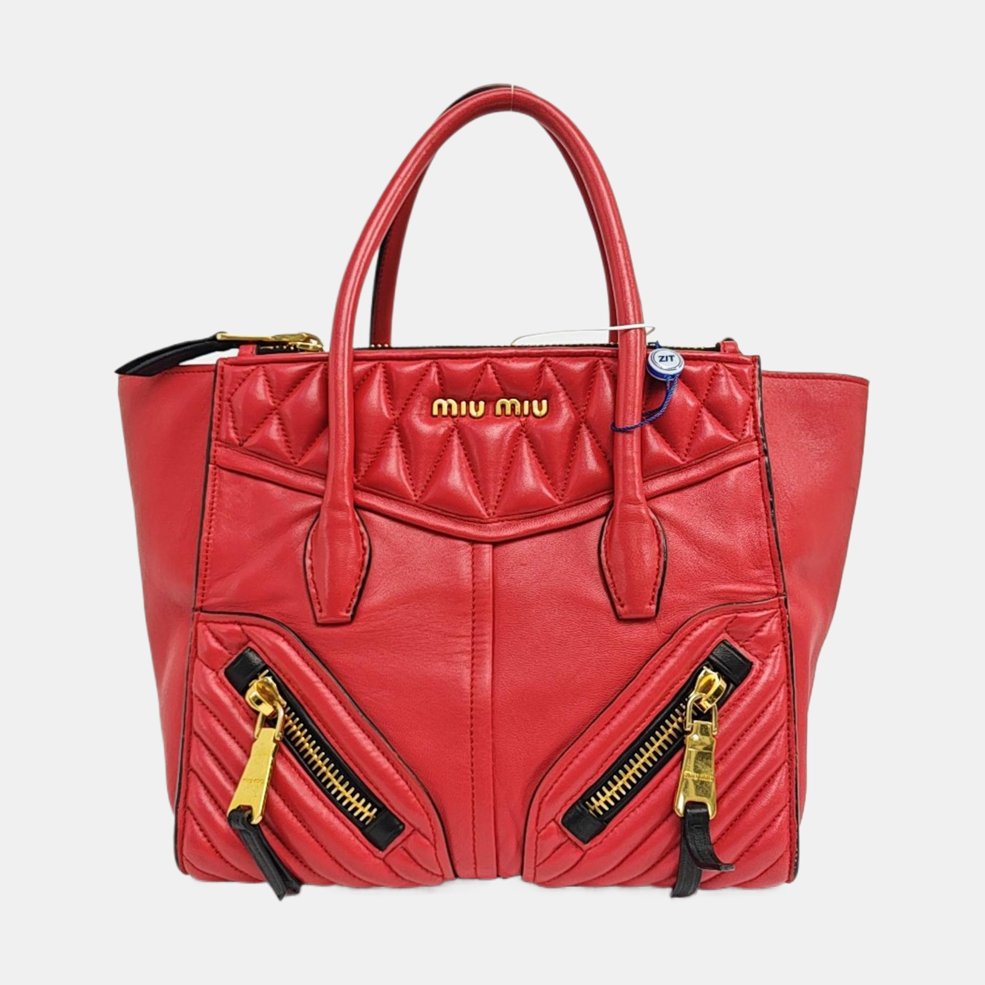 Quilted Lambskin Tote Bag Red
