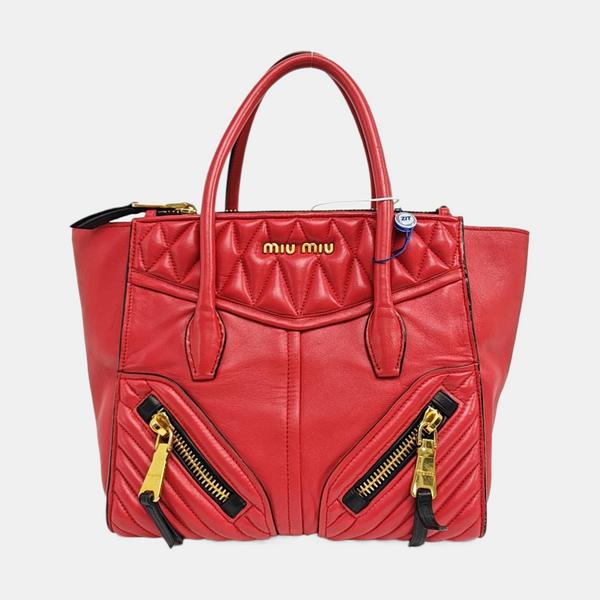 Quilted Lambskin Tote Bag Red
