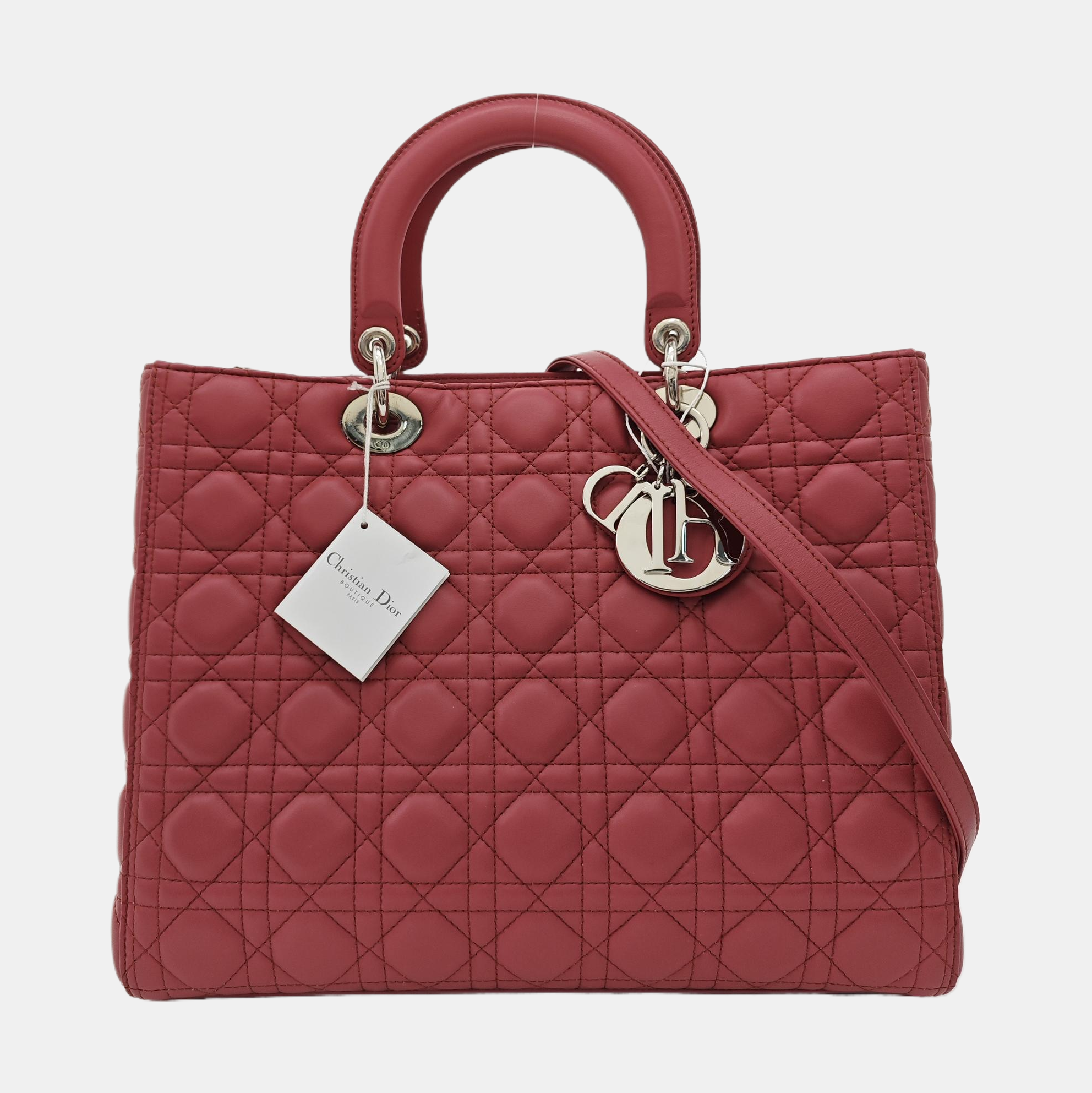 Lady Dior Large Cannage Lambskin Red