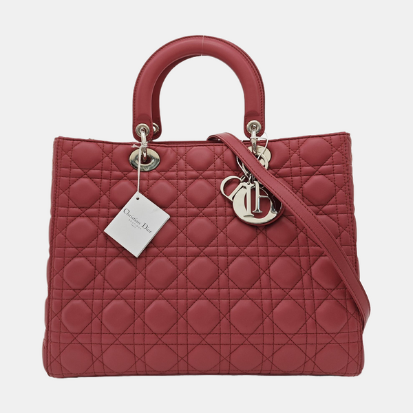 Lady Dior Large Cannage Lambskin Red