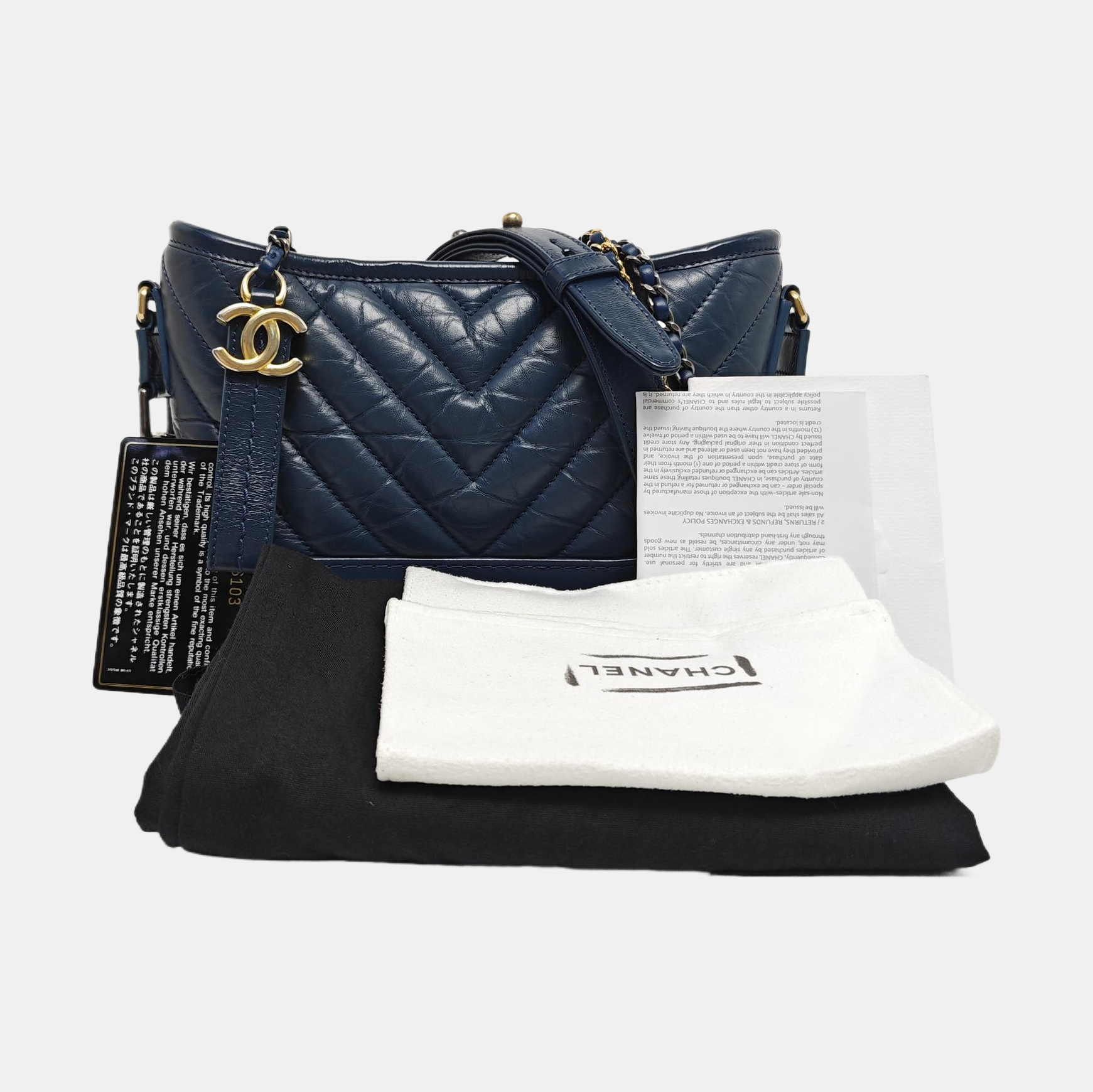 GABRIELLE Small Chevron Calfskin Blue