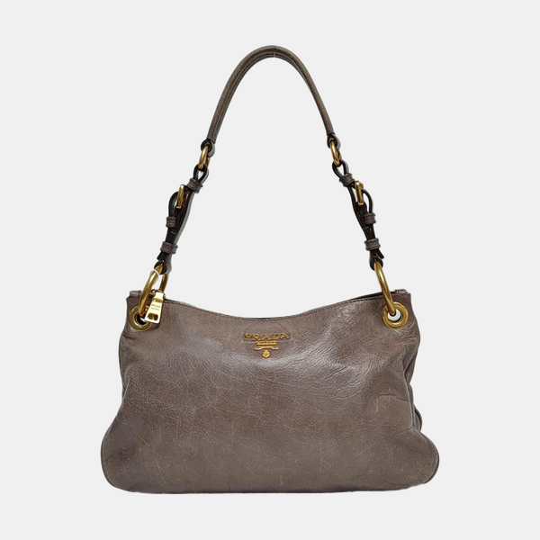 Calfskin Top Handle Bag Gray