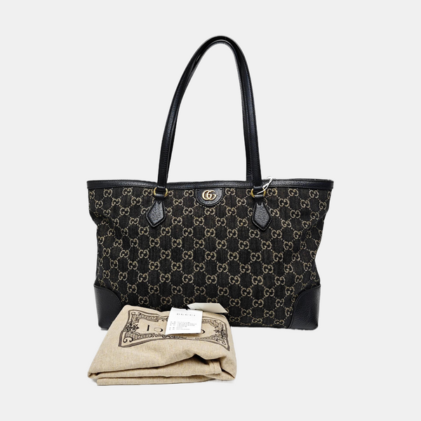Ophidia Medium Monogram Denim Black