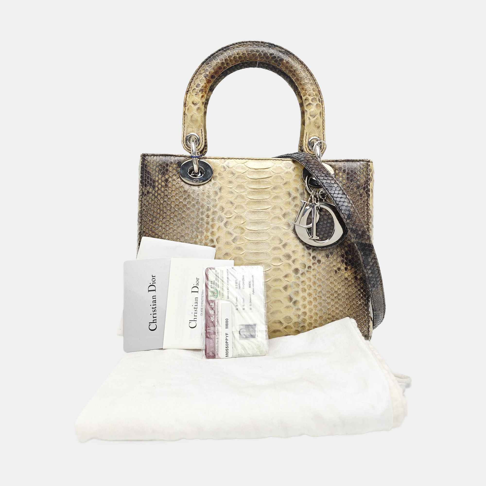 Lady Dior Medium Python Brown