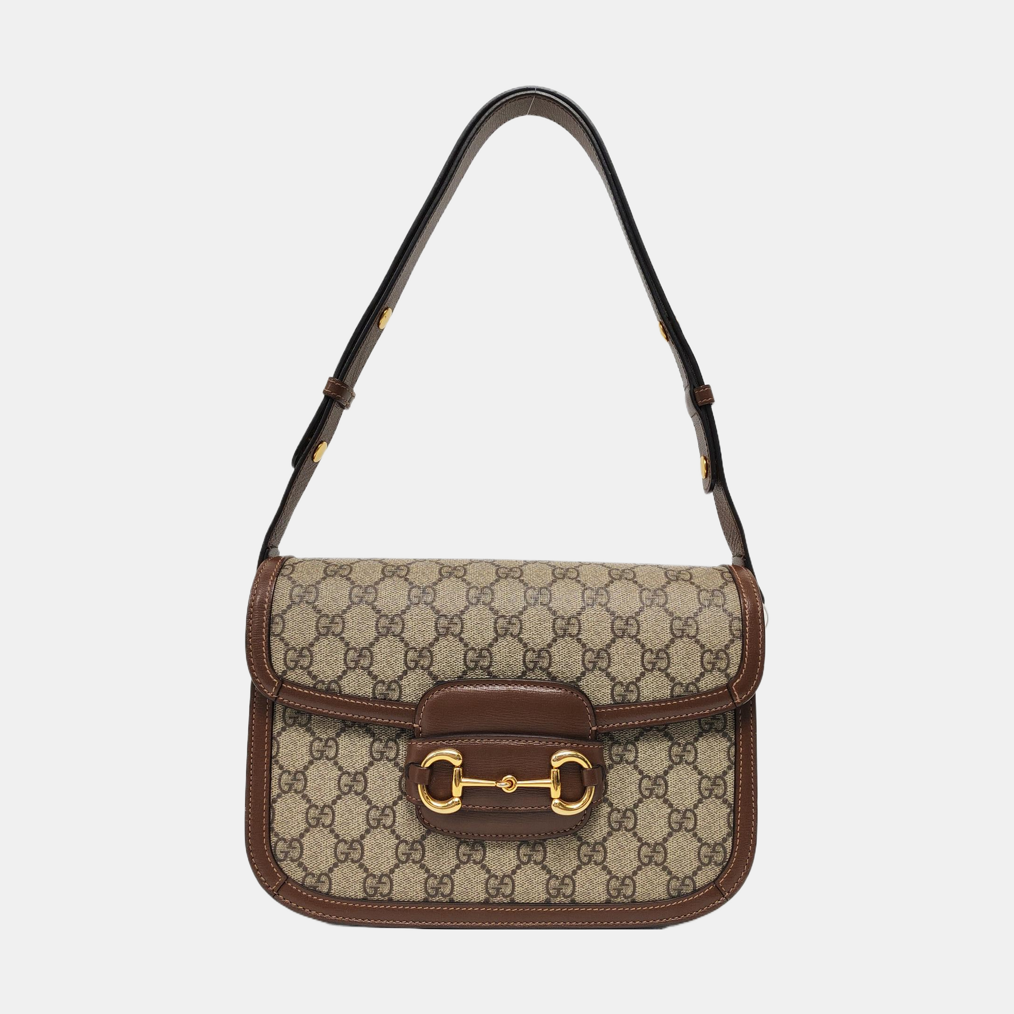 Horsebit 1955 Medium Monogram Coated Canvas Beige