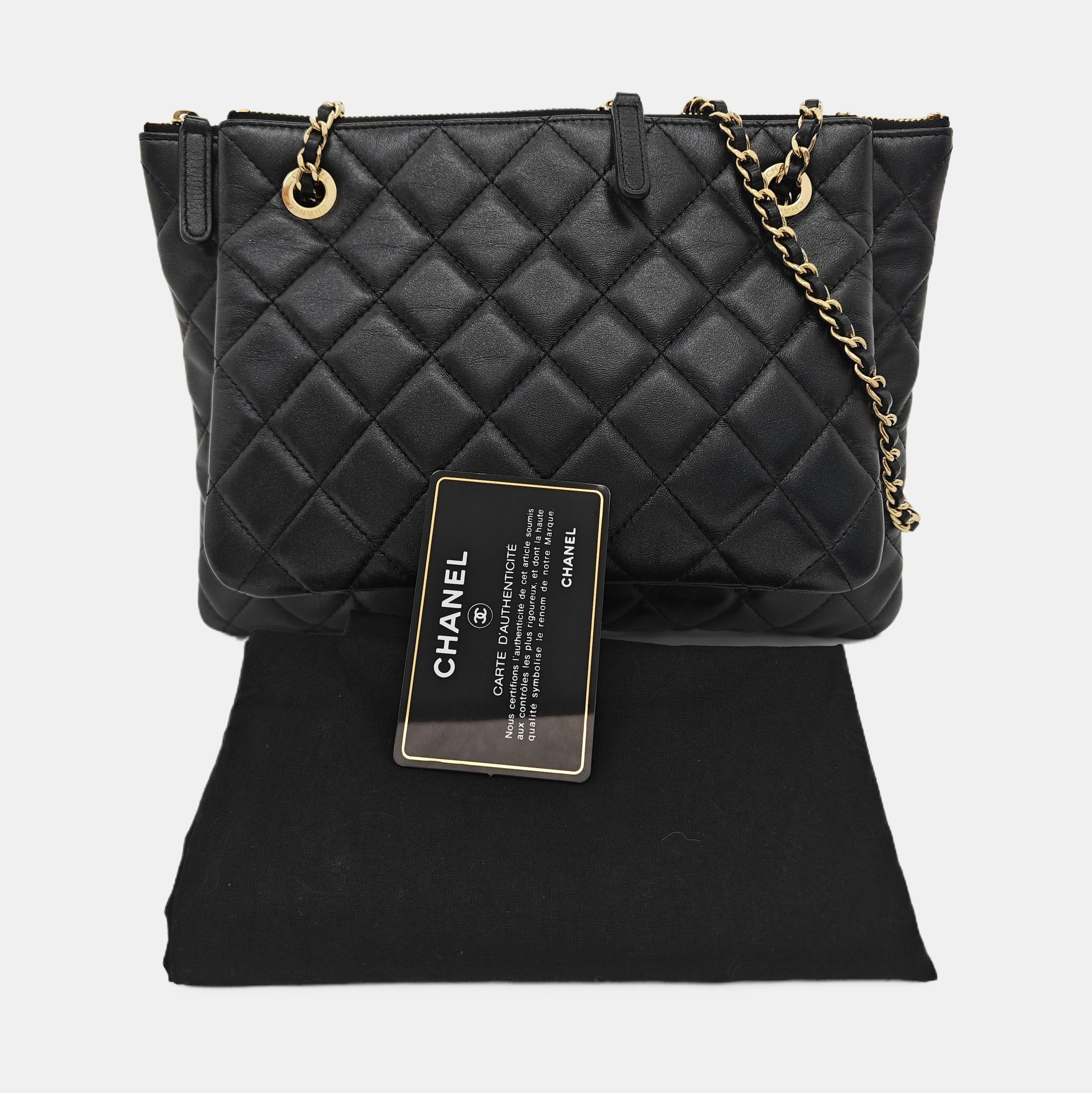 Quilted Calfskin Shoulder Bag Black