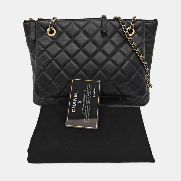 Quilted Calfskin Shoulder Bag Black