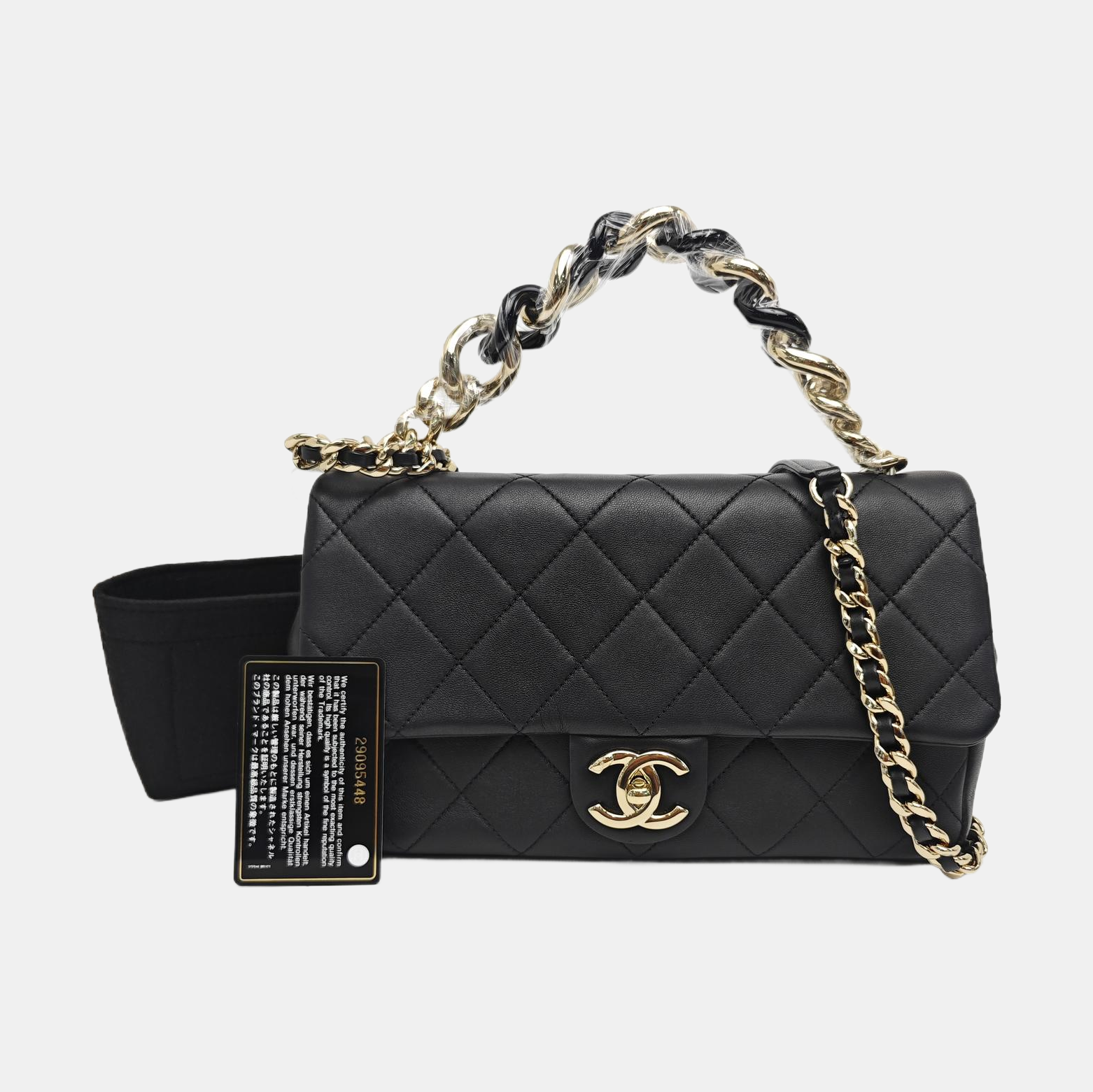 Quilted Lambskin Shoulder Bag Black