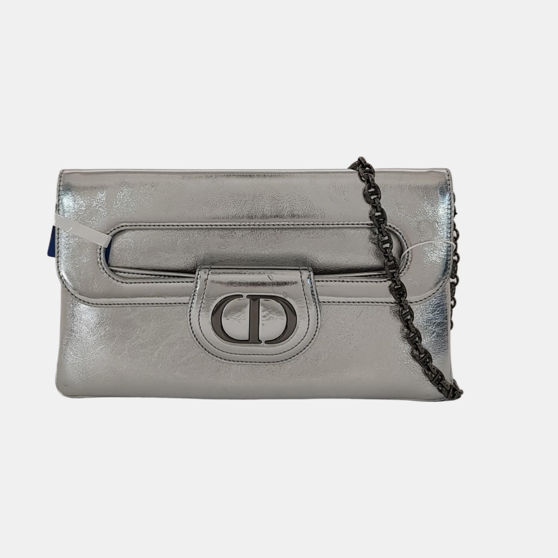 Diordouble Medium Calfskin Silver