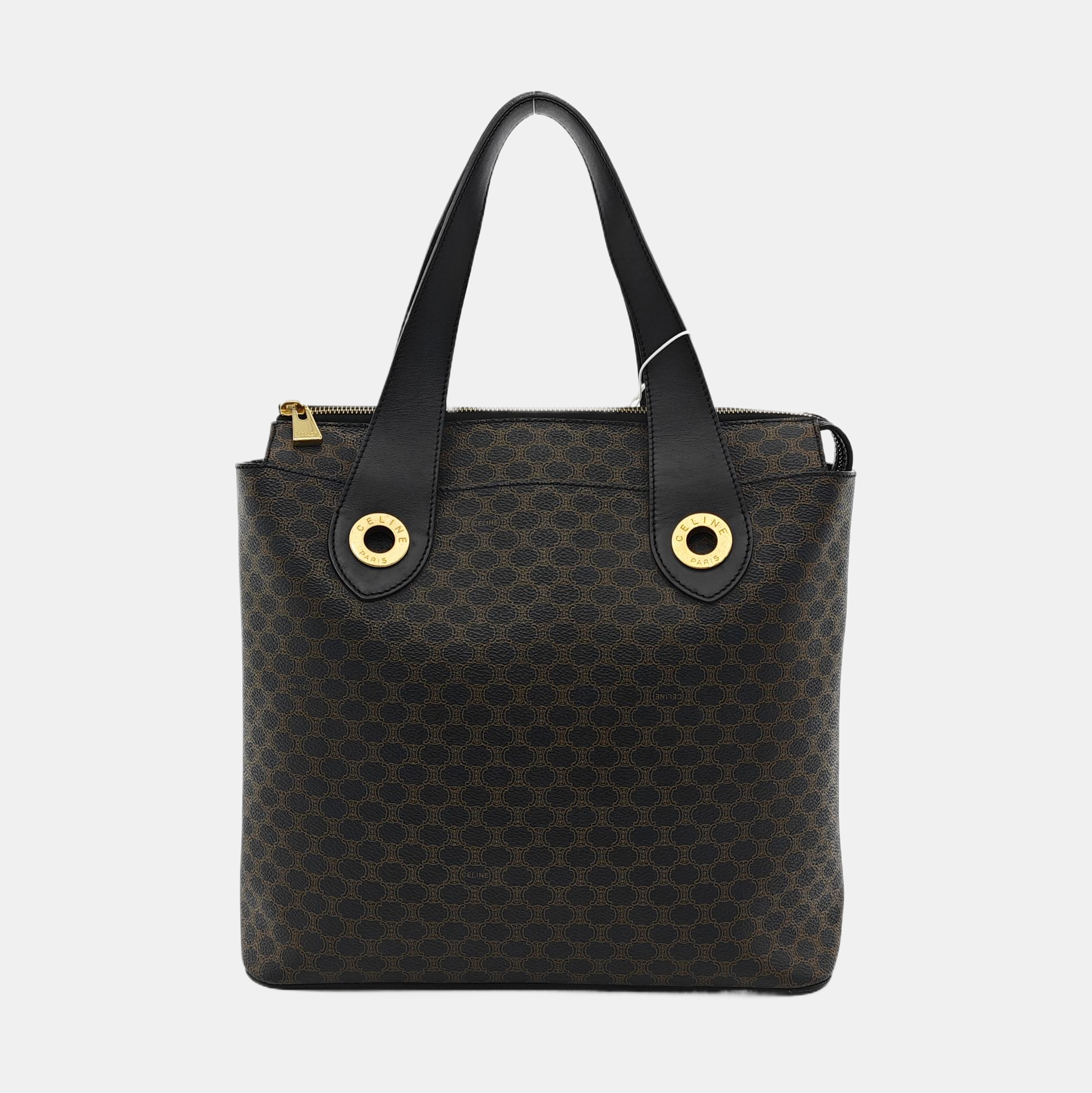 Coated Canvas Tote Bag Black