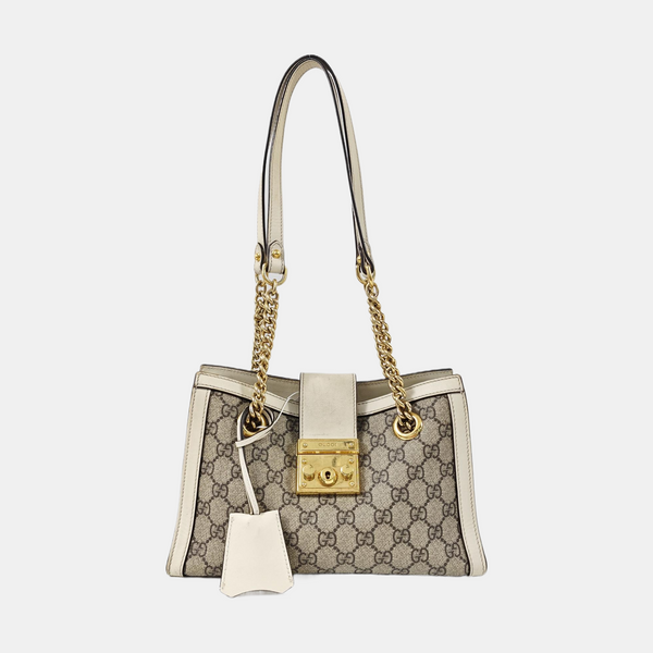 Padlock Small Monogram Coated Canvas Beige