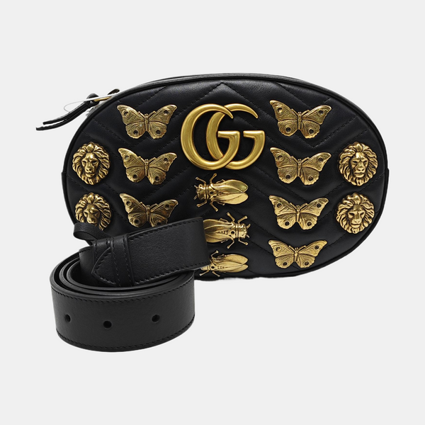 GG Marmont Super Mini Quilted Calfskin Black