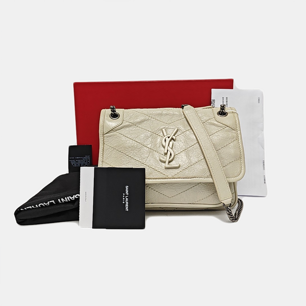 NIKI Small Chevron Calfskin Gray