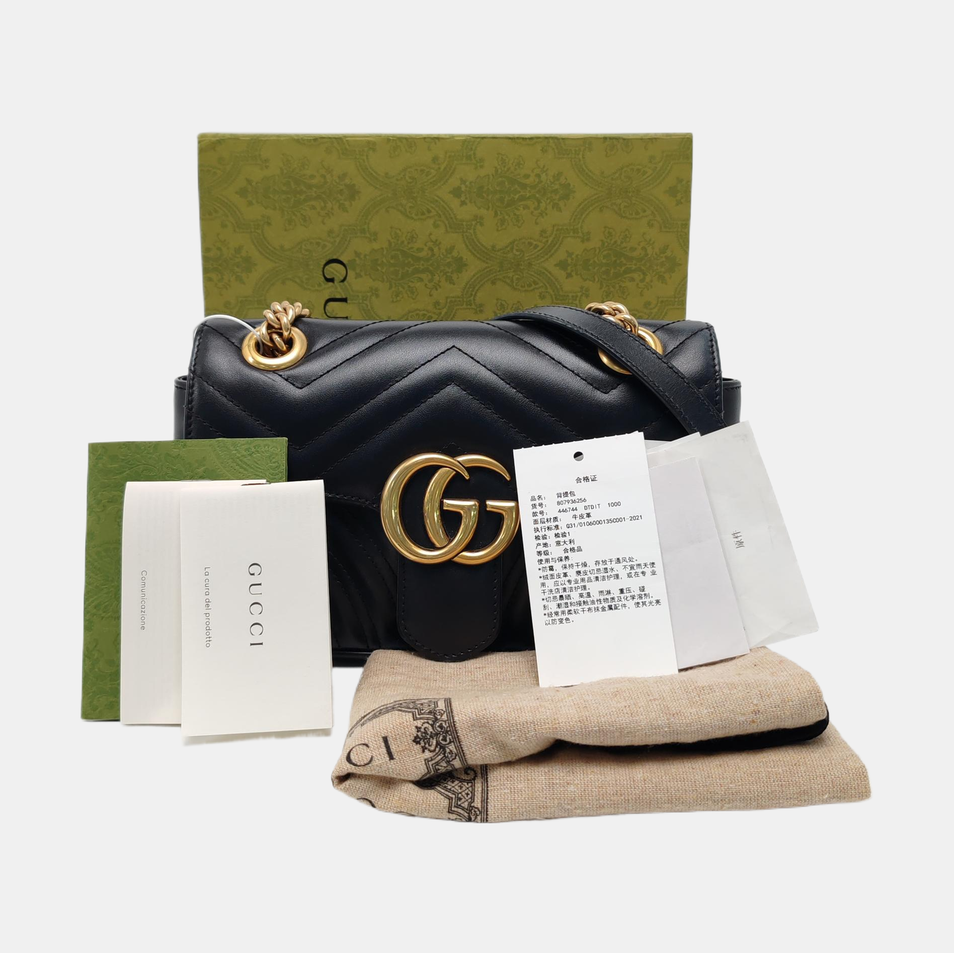 GG Marmont Small Quilted Calfskin Black