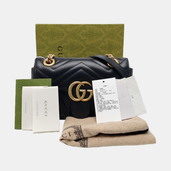 GG Marmont Small Quilted Calfskin Black