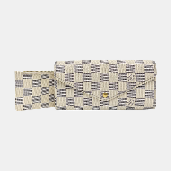 SARAH Damier Azur Coated Canvas White Wallet