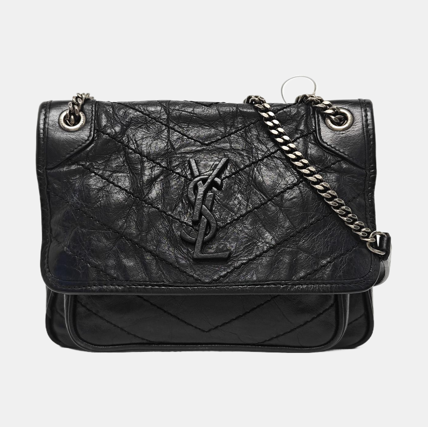 NIKI Small Chevron Calfskin Black