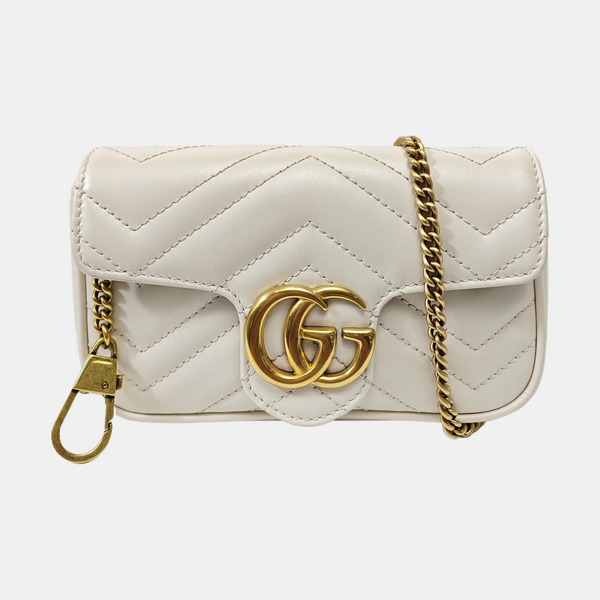 GG Marmont Mini Quilted Calfskin White