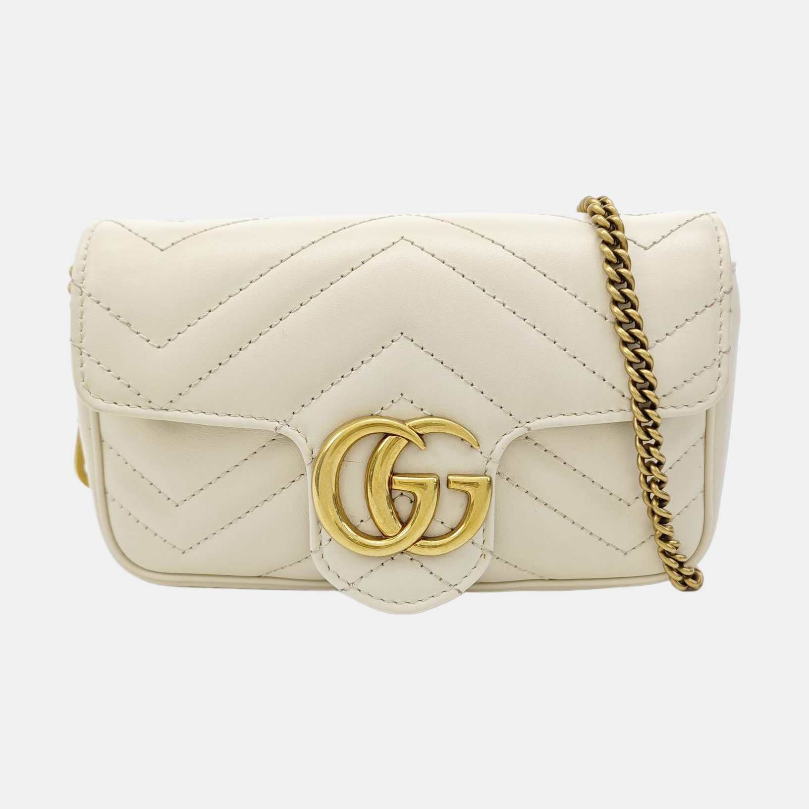 GG Marmont Mini Quilted Calfskin White