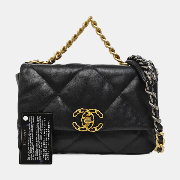 CHANEL 19 Small Quilted Calfskin Black