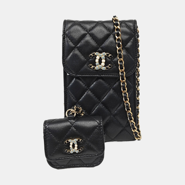 Quilted Calfskin Shoulder Bag Black