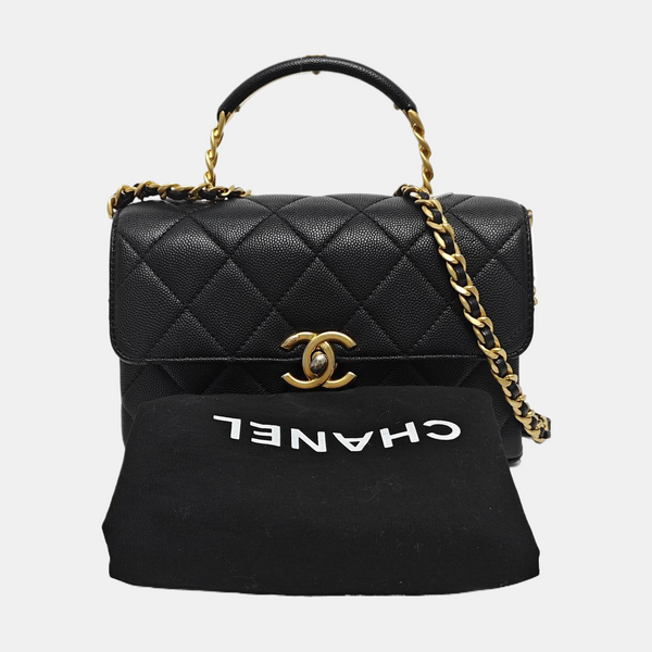 Carry Me Mini Quilted Grained Calfskin Black