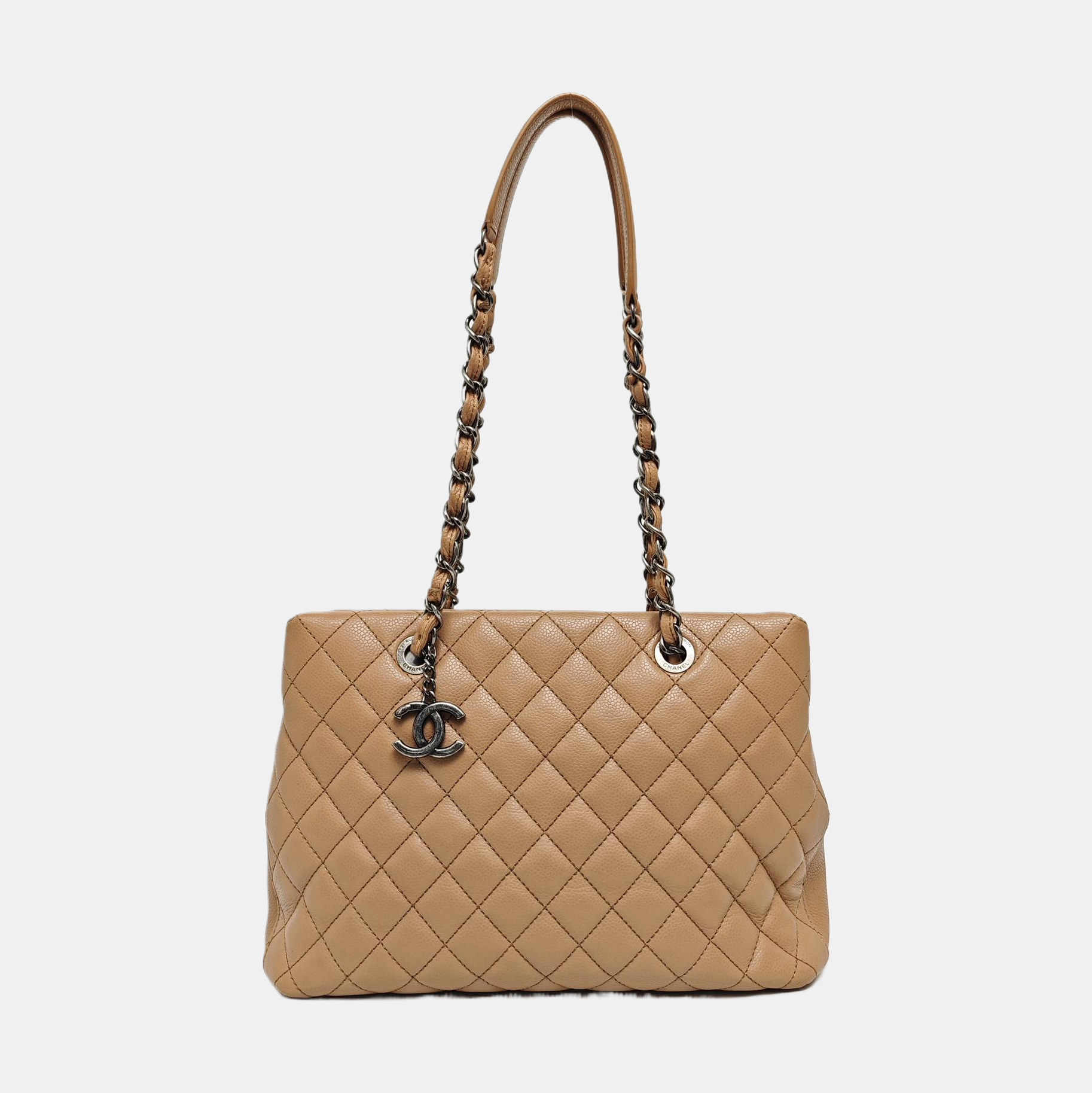 SHIVA Quilted Grained Calfskin Beige