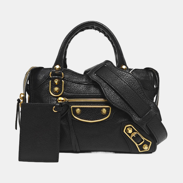 Classic Metallic Edge City Mini Lambskin Black