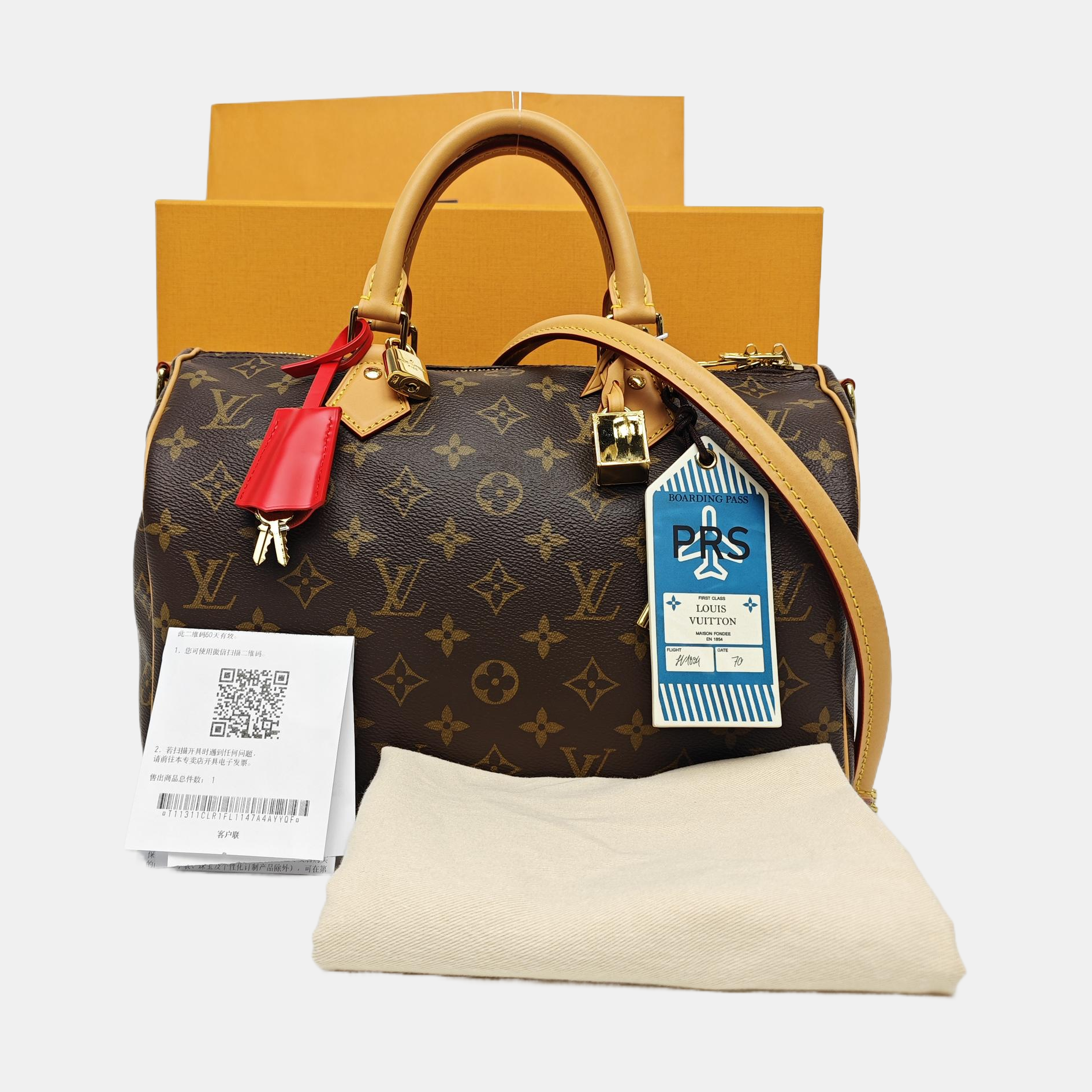 SPEEDY SOFT 30 Monogram Coated Canvas Brown