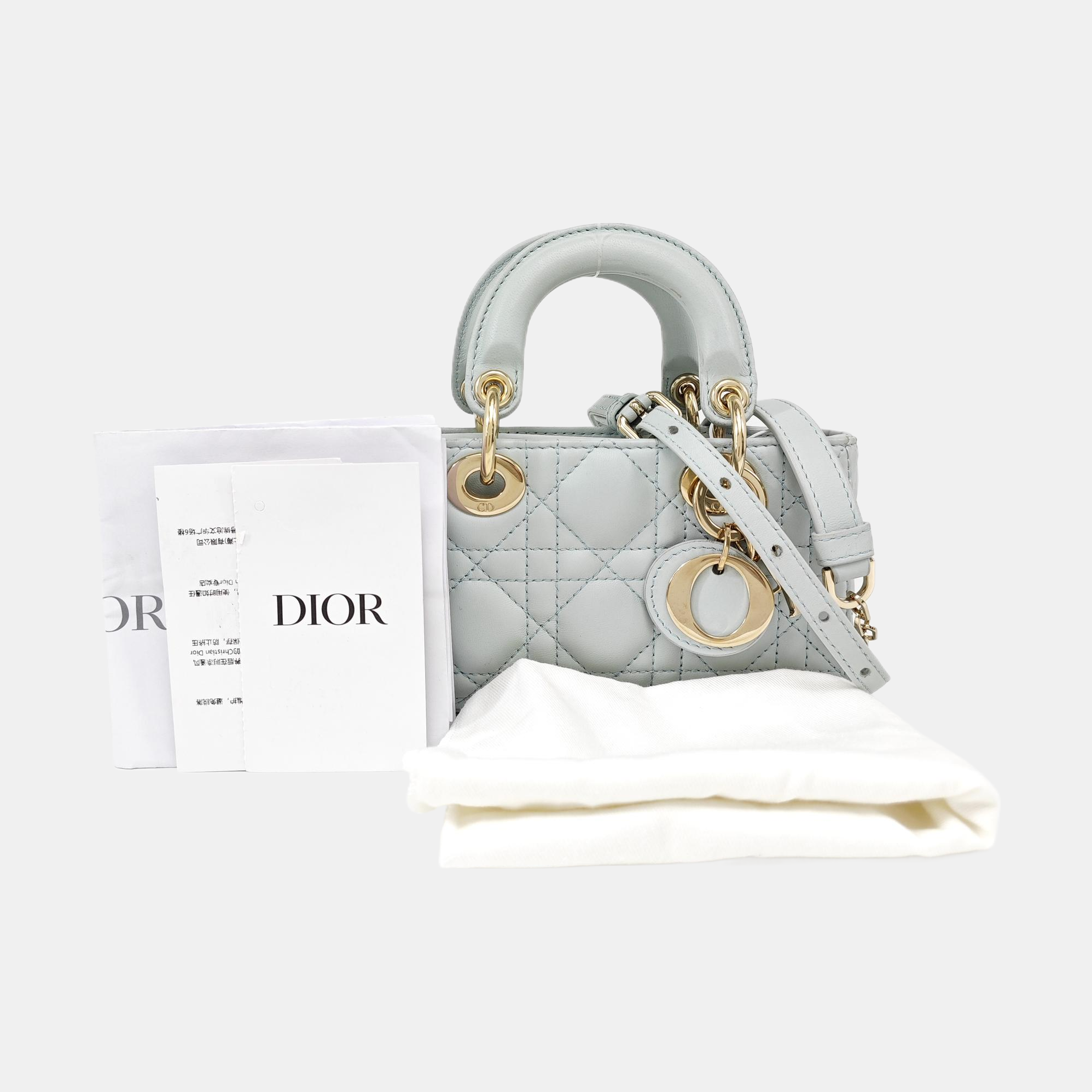 Lady D-Joy Super Mini Cannage Lambskin Blue