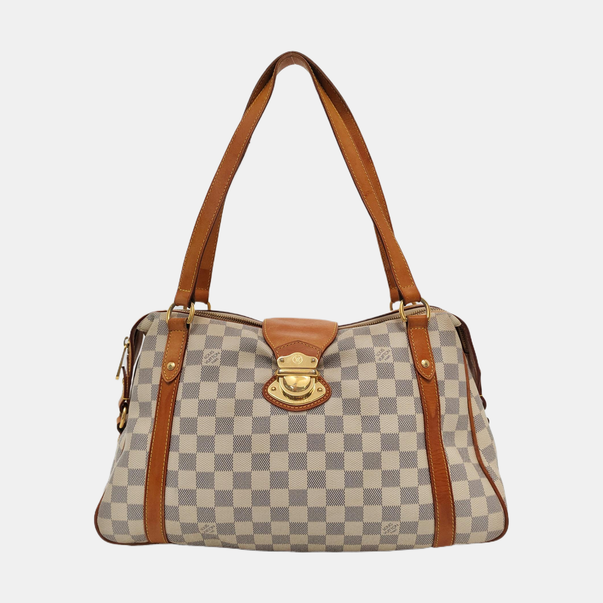 STRESA PM Damier Azur Coated Canvas White