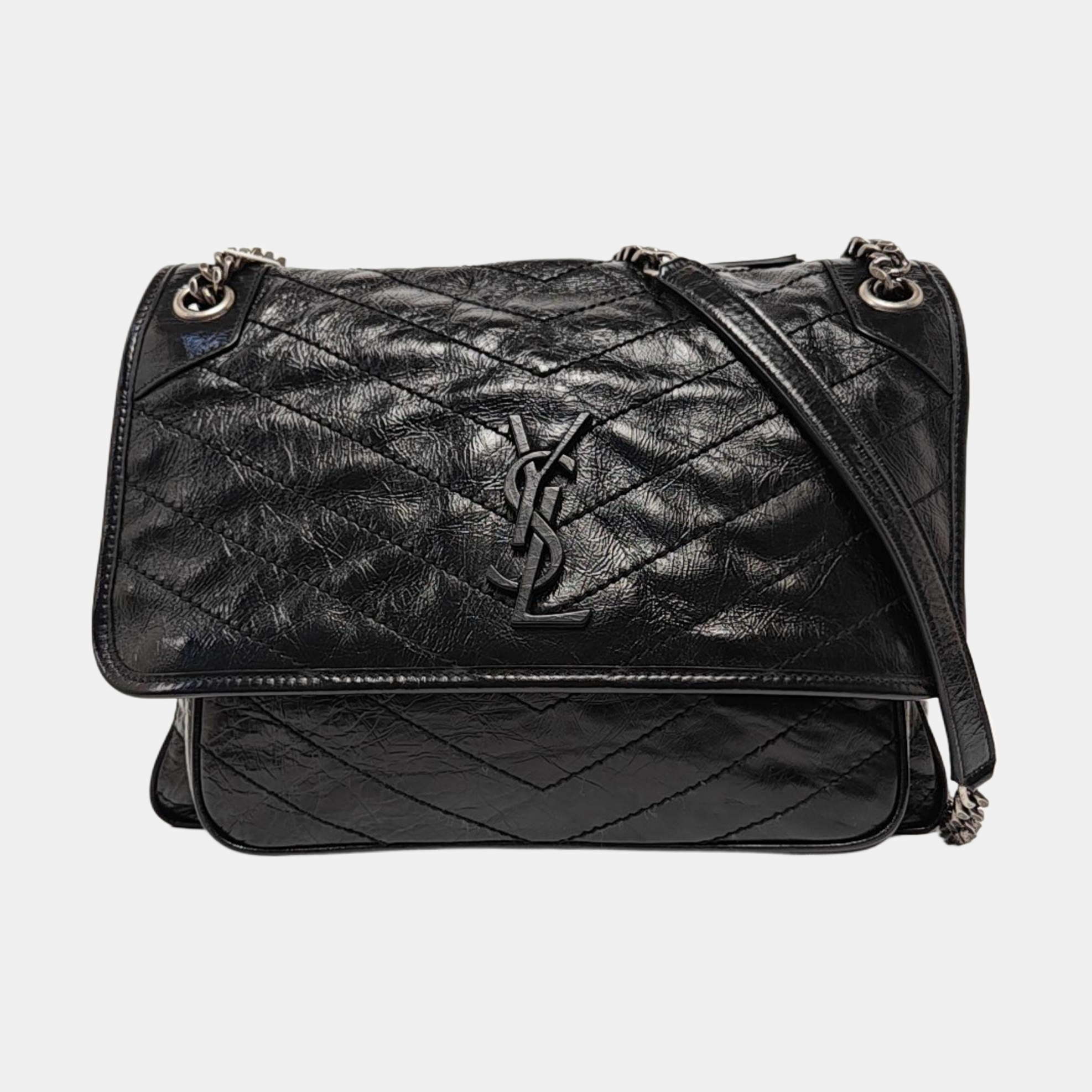 NIKI Large Chevron Calfskin Black
