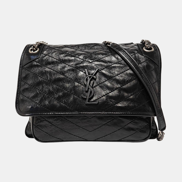 NIKI Large Chevron Calfskin Black
