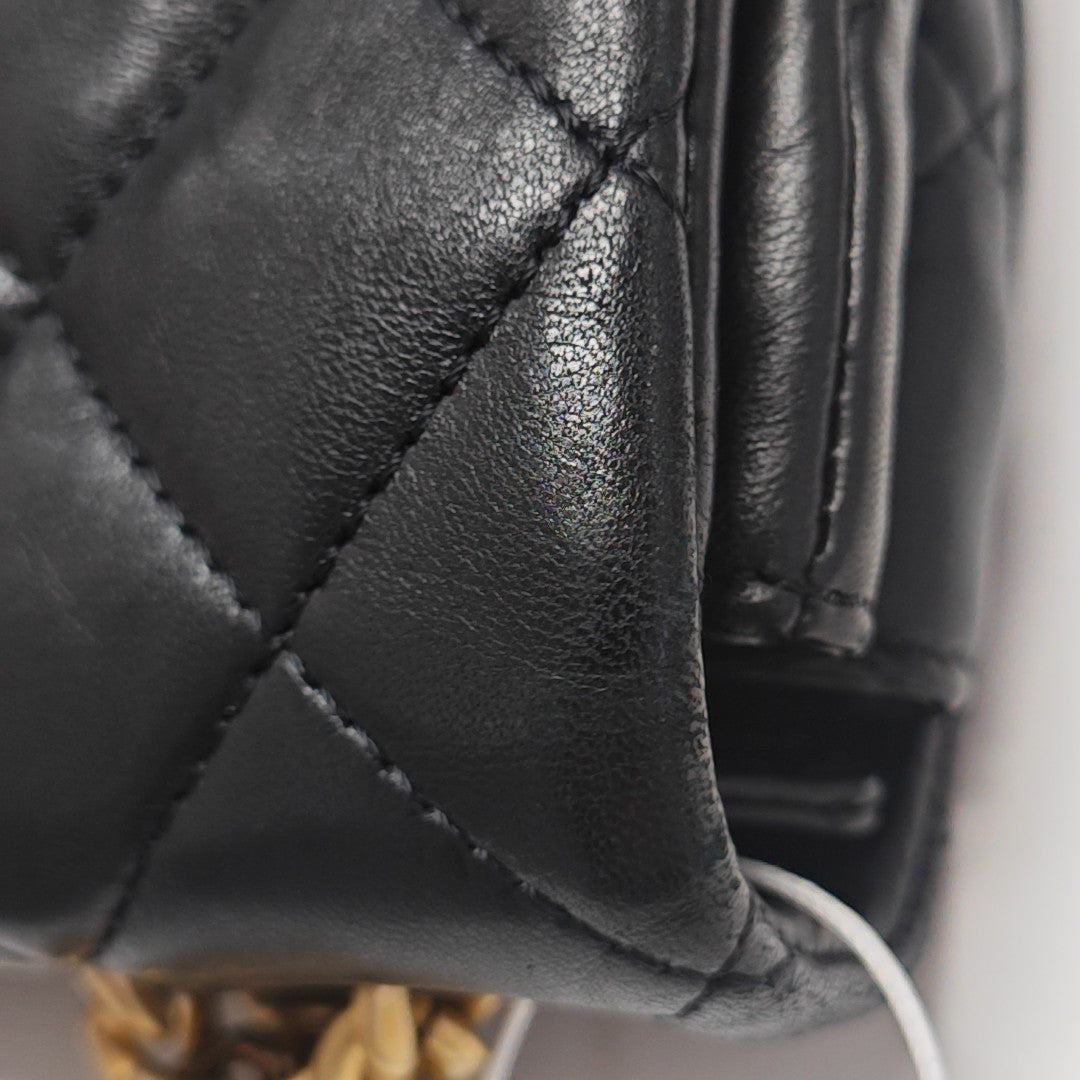 Quilted Lambskin Shoulder Bag Small Black