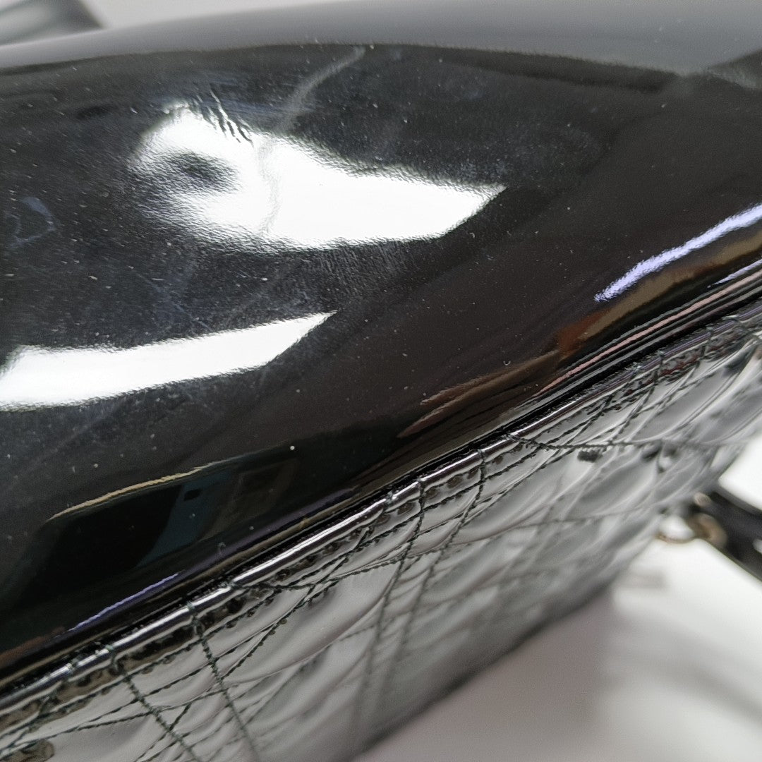 Lady Dior Large Cannage Patent Leather Black