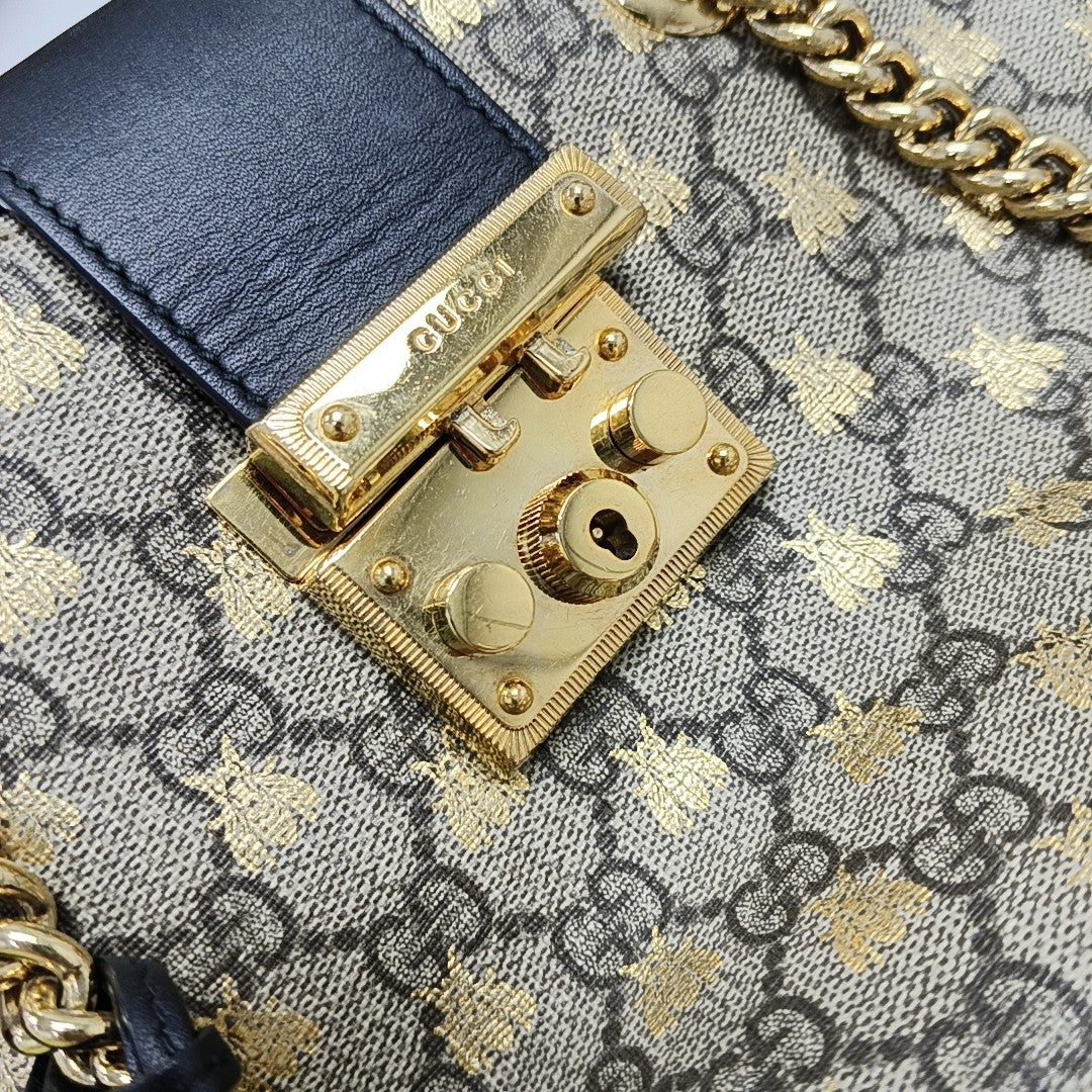 Padlock Small Monogram Coated Canvas Beige