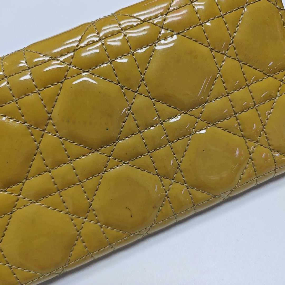 Lady Dior Small Cannage Patent Leather Yellow