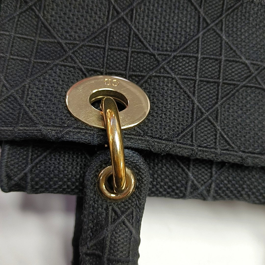 Authenticated pre-owned  Lady D-Lite Medium Cannage Canvas Black - Shoulder Bag at Looply
