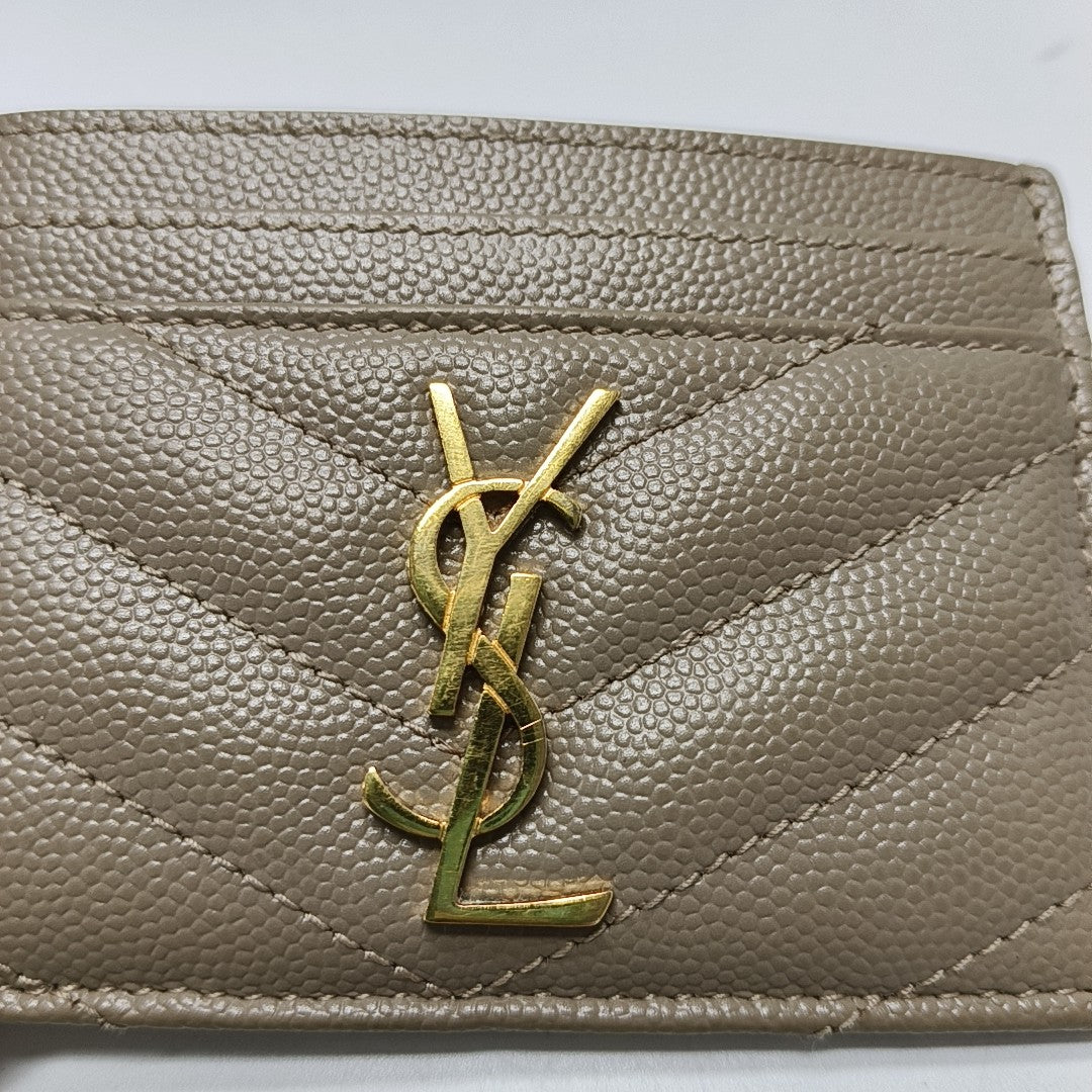 MONOGRAM Chevron Calfskin Beige Card Holder