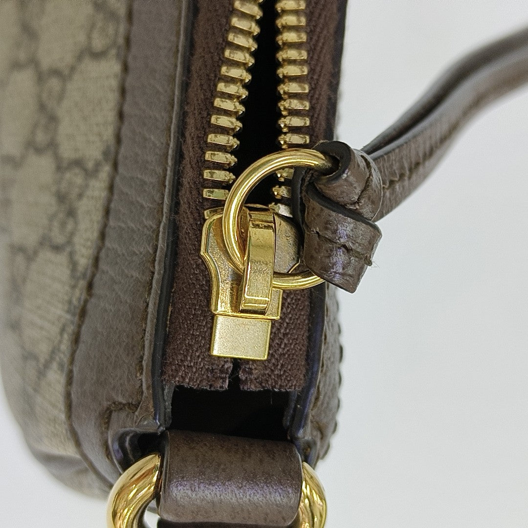 Ophidia Small Monogram Coated Canvas Brown