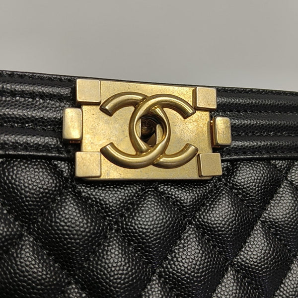 BOY CHANEL Small Quilted Grained Calfskin Black
