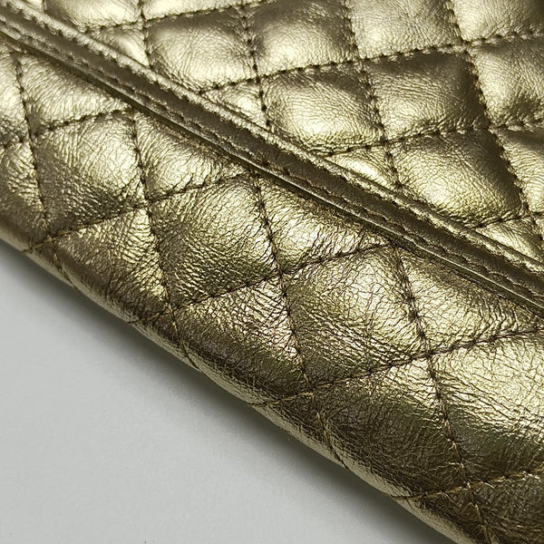Quilted Calfskin Top Handle Bag Gold