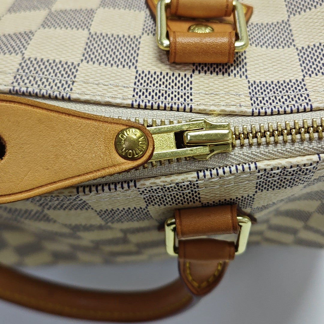 SPEEDY 30 Damier Azur Coated Canvas White