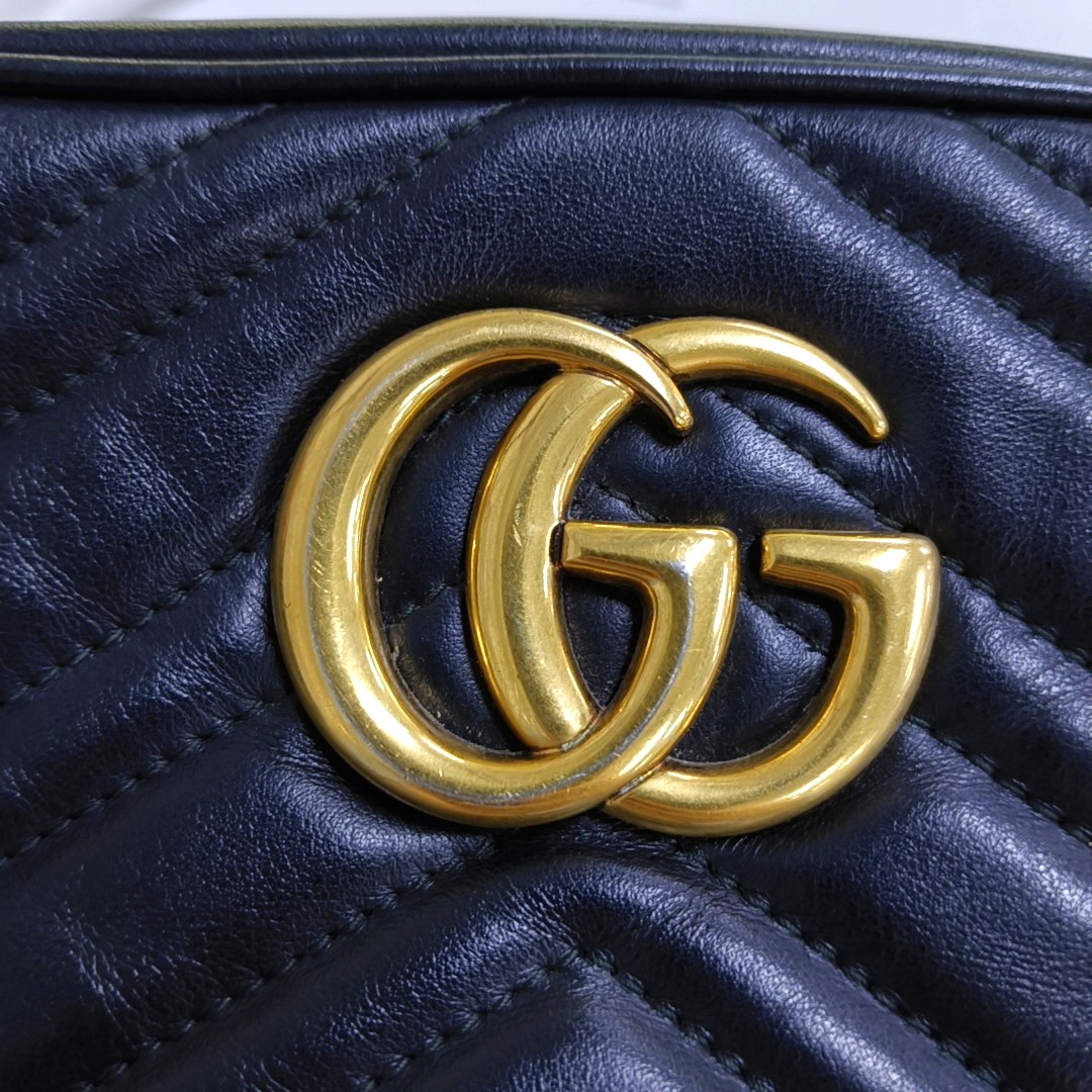 GG Marmont Small Quilted Calfskin Black