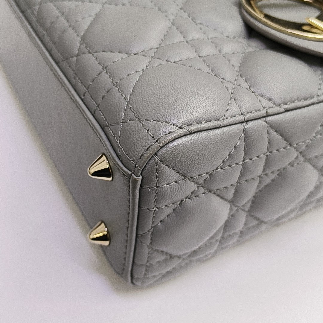 Lady Dior Small Cannage Lambskin Gray