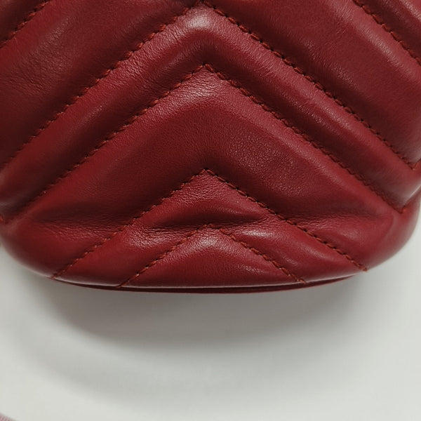 Authenticated pre-owned  GG Marmont Mini Quilted Calfskin Red - Bucket Bag at Looply