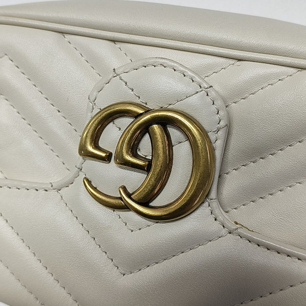GG Marmont Mini Quilted Calfskin White