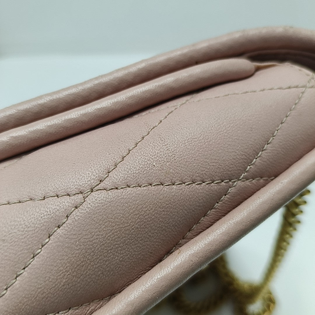 Quilted Leather Shoulder Bag Pink