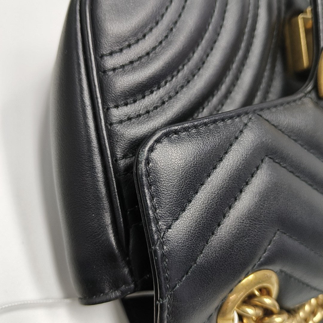 GG Marmont Small Quilted Calfskin Black