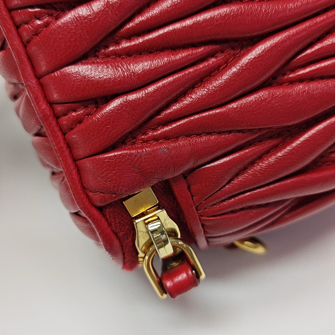 Matelassé Mini Quilted Lambskin Red